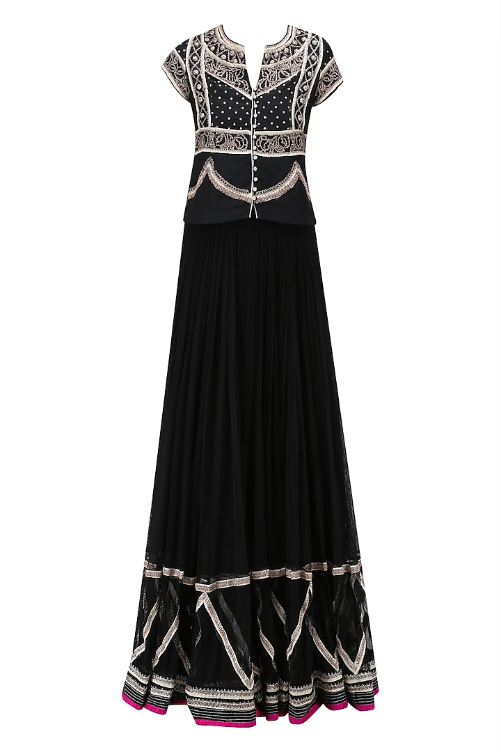 Black and gold embroidered lehenga set available only at Pernia's Pop Up Shop.