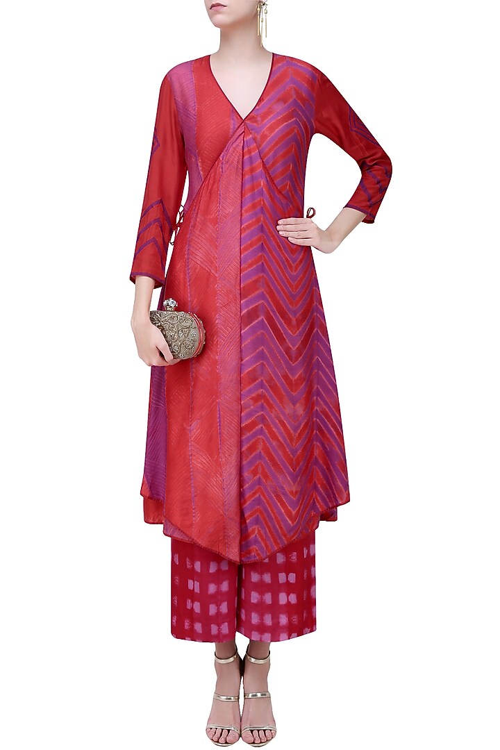 Red and purple tye and dye printed tunic available only at Pernia's Pop Up Shop.