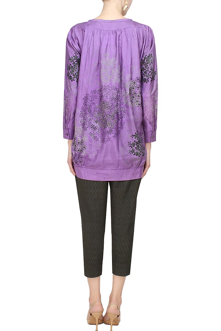 Purple printed tunic with black printed pants available only at Pernia's Pop Up Shop.