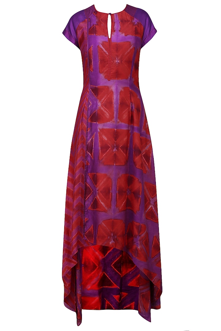 Red and purple tye and dye printed tunic available only at Pernia's Pop Up Shop.