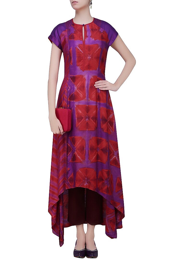 Red and purple tye and dye printed tunic available only at Pernia's Pop Up Shop.