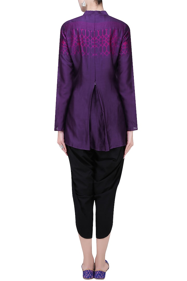 Violet and pink tye and dye printed full sleeves shirt available only at Pernia's Pop Up Shop.