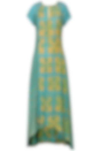 Turquoise blue tye and dye printed tunic available only at Pernia's Pop Up Shop.