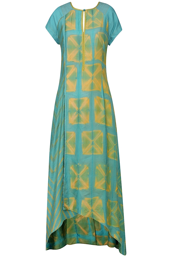 Turquoise blue tye and dye printed tunic available only at Pernia's Pop Up Shop.
