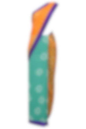 Krishna Mehta presents Orange and blue tye and dye printed saree available only at Pernia's Pop Up Shop.