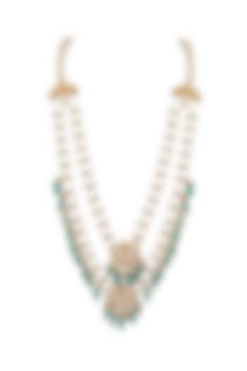 Gold Plated Emerald Bead Necklace by Just Shraddha