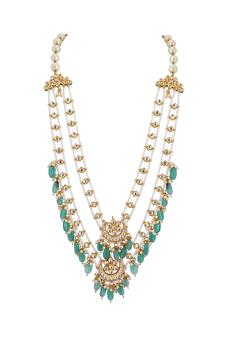 Gold Plated Emerald Bead Necklace by Just Shraddha