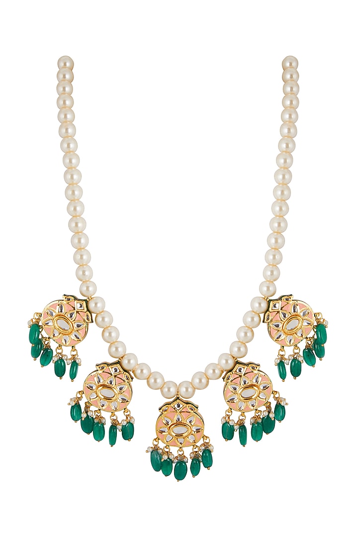 Gold Plated Pearls Necklace by Just Shraddha at Pernia's Pop Up Shop
