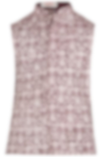 Burgundy and peach floral embroidered waist coat available only at Pernia's Pop Up Shop.