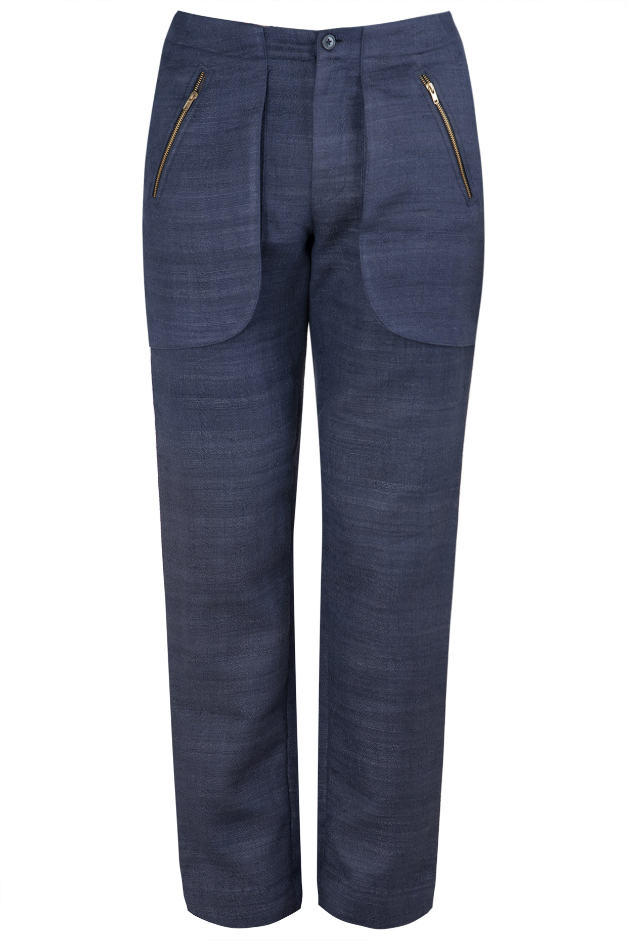 Navy Blue Zipped Pocket Trousers by Kommal Sood