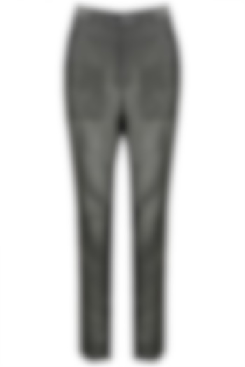 Grey Handloom Silk Trousers by Kommal Sood