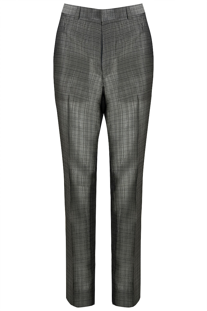 Grey handloom silk trousers available only at Pernia's Pop Up Shop.