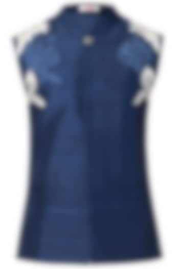 Navy blue nehru jacket available only at Pernia's Pop Up Shop.