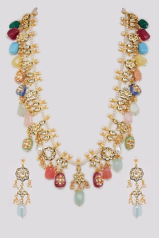 Gold Plated Pearl Necklace Set by Just Shraddha