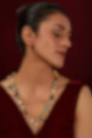 Gold Plated Kundan Polki & Pearl Long Necklace by Just Shraddha at Pernia's Pop Up Shop