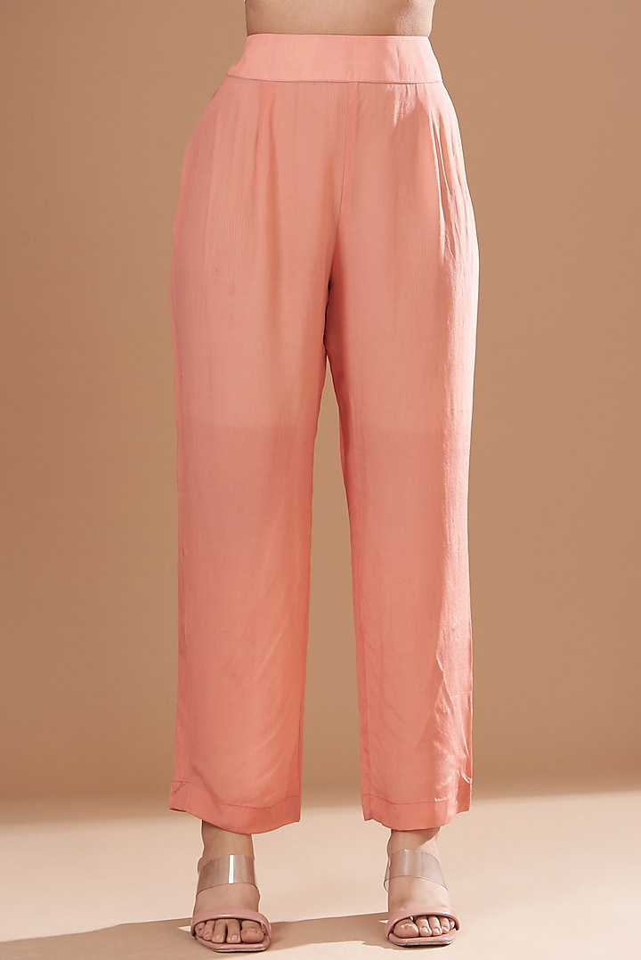 Peach Chiffon Embroidered Kaftan Set by Kisneel by Pam at Pernia's Pop Up Shop