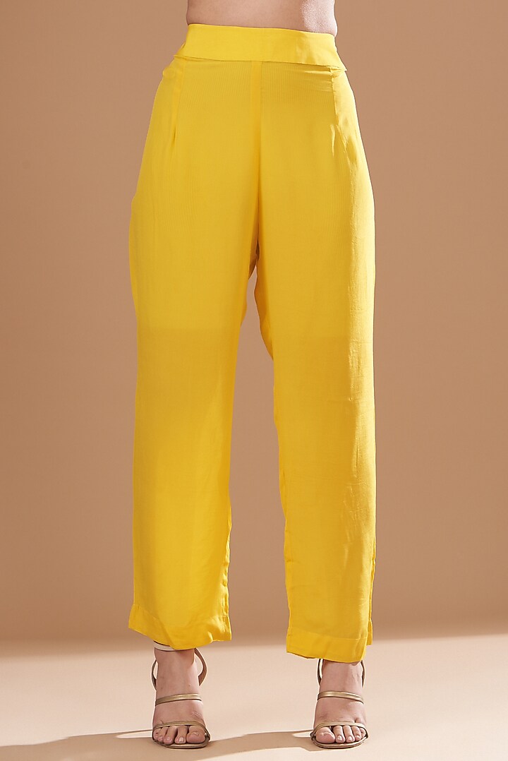 Yellow Chiffon Embroidered Kaftan Set by Kisneel by Pam at Pernia's Pop Up Shop
