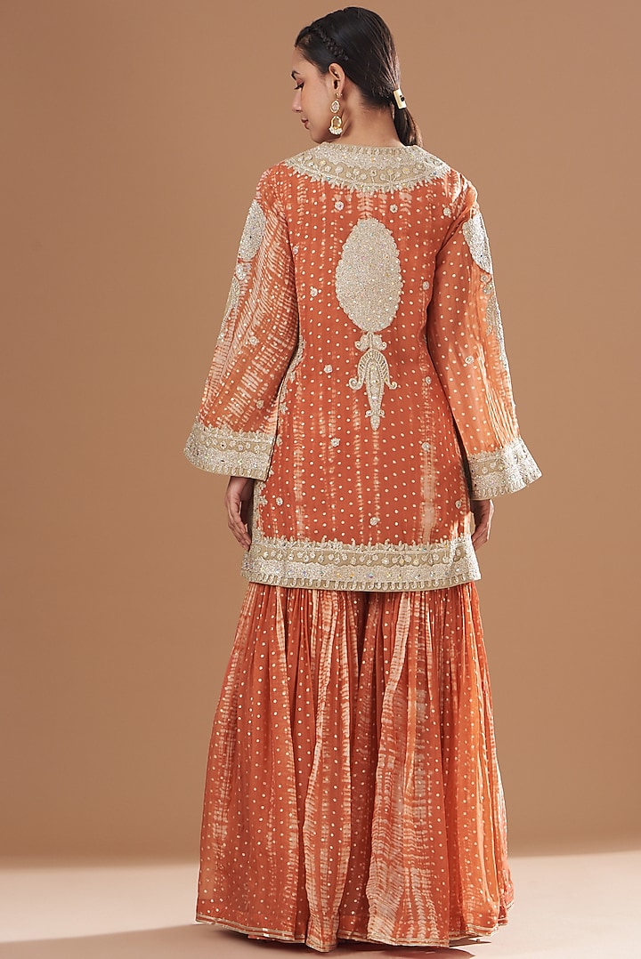 Brown Organza Embroidered Gharara Set by Kisneel by Pam at Pernia's Pop Up Shop