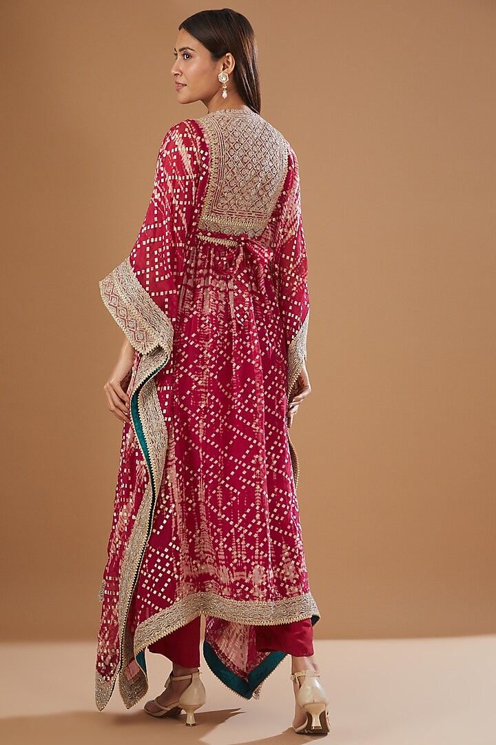Fuchsia Organza Printed Kaftan Set by Kisneel by Pam at Pernia's Pop Up Shop