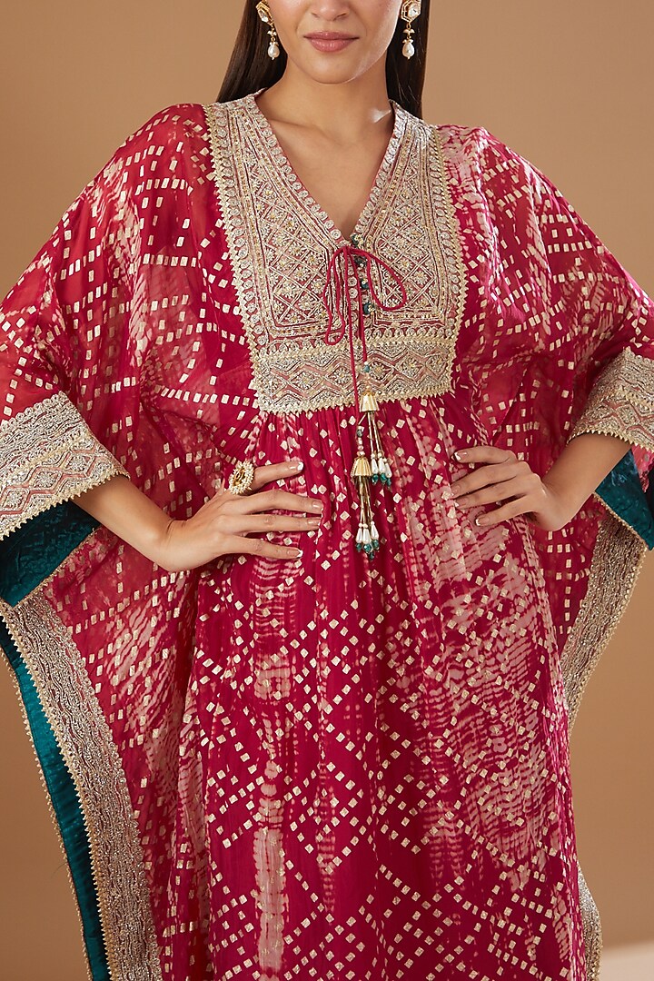 Fuchsia Organza Printed Kaftan Set by Kisneel by Pam at Pernia's Pop Up Shop