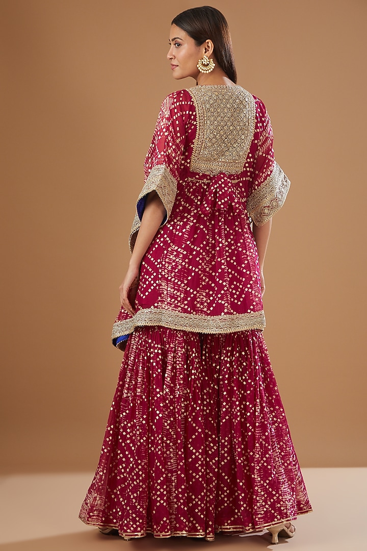 Fuchsia Organza Printed Gharara Set by Kisneel by Pam at Pernia's Pop Up Shop
