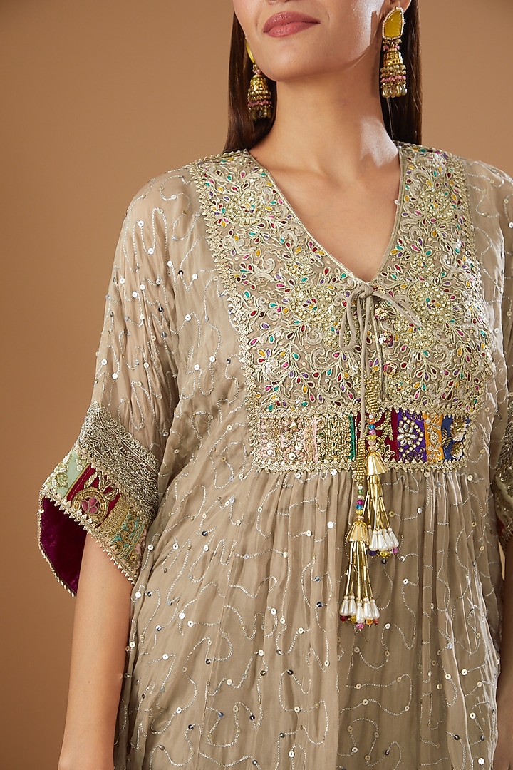 Nude Organza Gharara Set by Kisneel by Pam at Pernia's Pop Up Shop