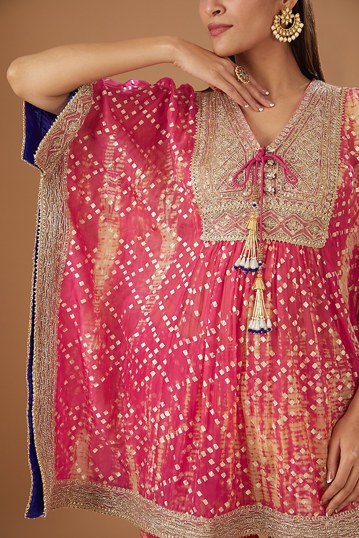 Hot Pink Organza Printed Gharara Set by Kisneel by Pam at Pernia's Pop Up Shop