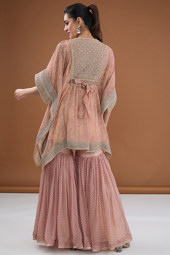 Rose Pink Viscose Organza & Cotton Digital Printed Gharara Set by Kisneel by Pam at Pernia's Pop Up Shop