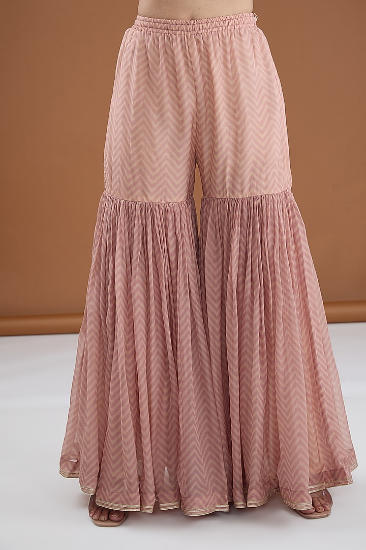Rose Pink Viscose Organza & Cotton Digital Printed Gharara Set by Kisneel by Pam at Pernia's Pop Up Shop