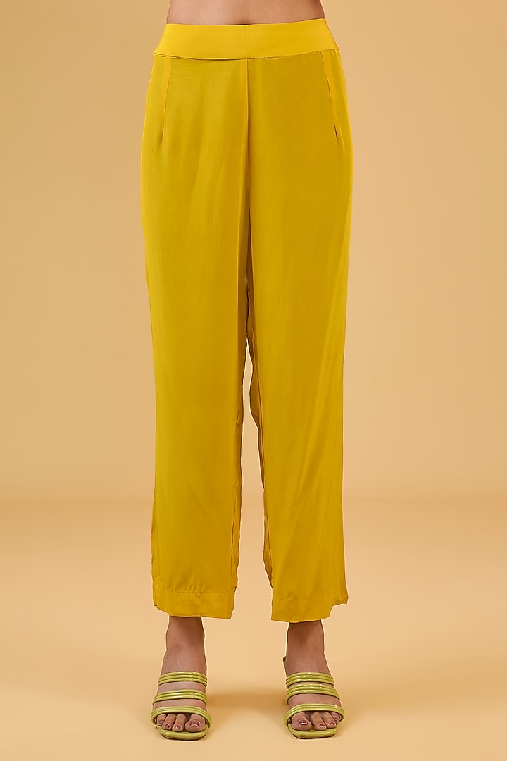Yellow Organza Sequins Work Kaftan Set by Kisneel by Pam at Pernia's Pop Up Shop