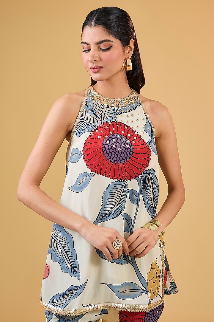 Ivory Crepe Digital Printed Co-Ord Set by Kisneel by Pam at Pernia's Pop Up Shop