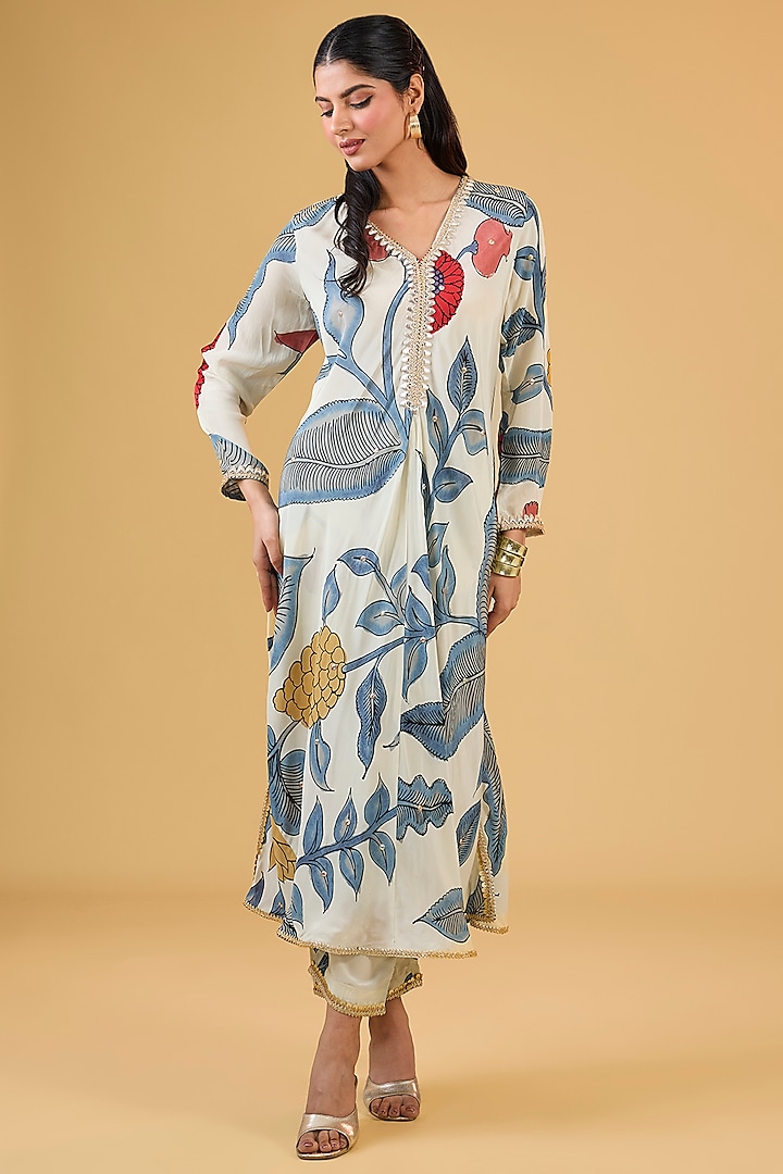 Multi-Colored Crepe Digital Printed Kurta Set by Kisneel by Pam at Pernia's Pop Up Shop