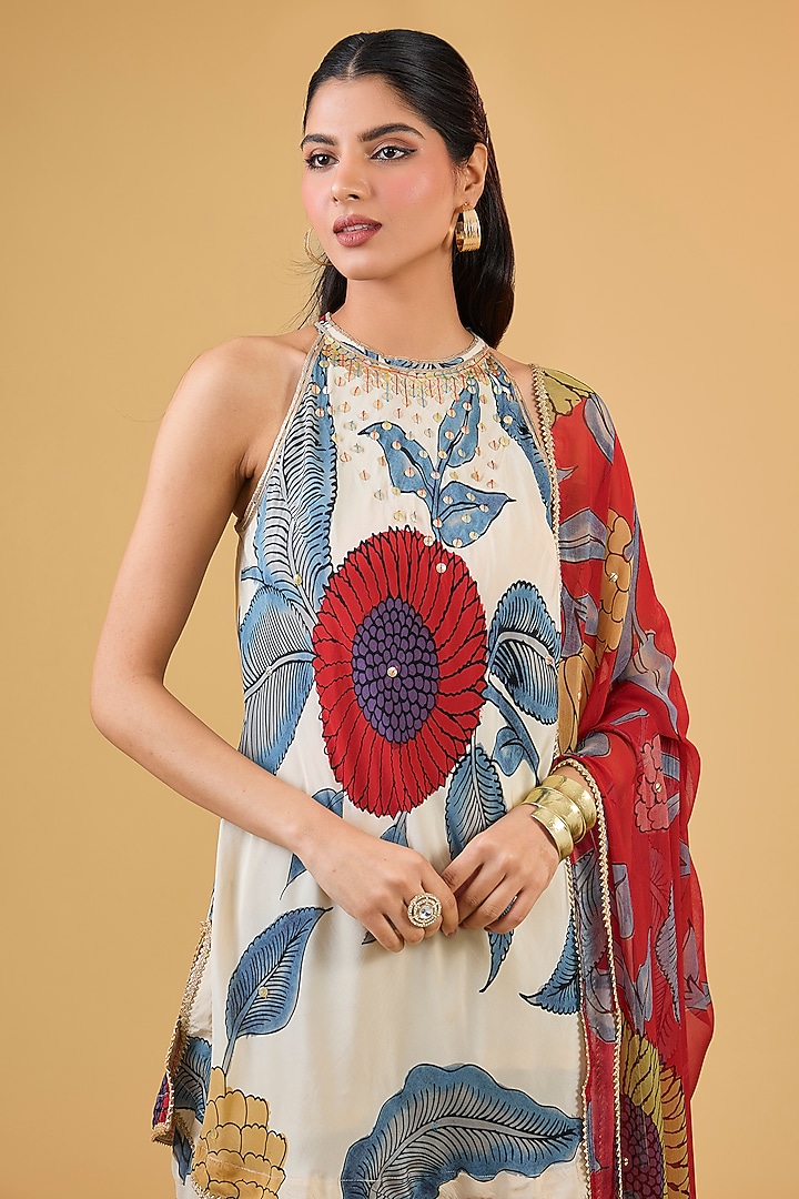 Multi-Colored Synthetic Digital Printed Gharara Set by Kisneel by Pam at Pernia's Pop Up Shop
