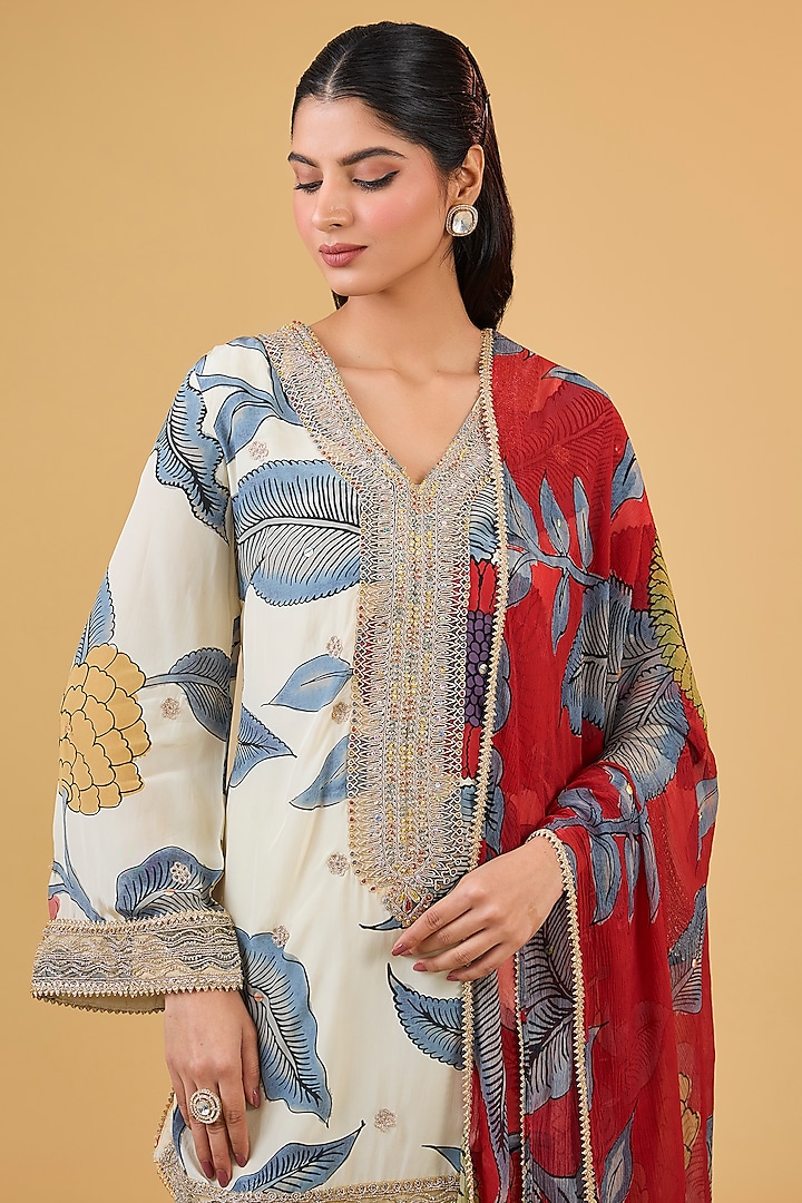 Multi-Colored Synthetic Digital Printed Gharara Set by Kisneel by Pam at Pernia's Pop Up Shop