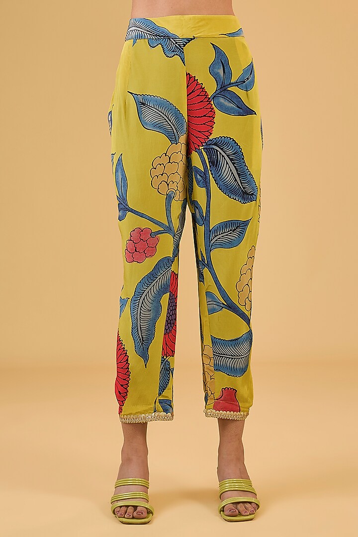 Mustard Synthetic Digital Printed A-Line Kurta Set by Kisneel by Pam at Pernia's Pop Up Shop
