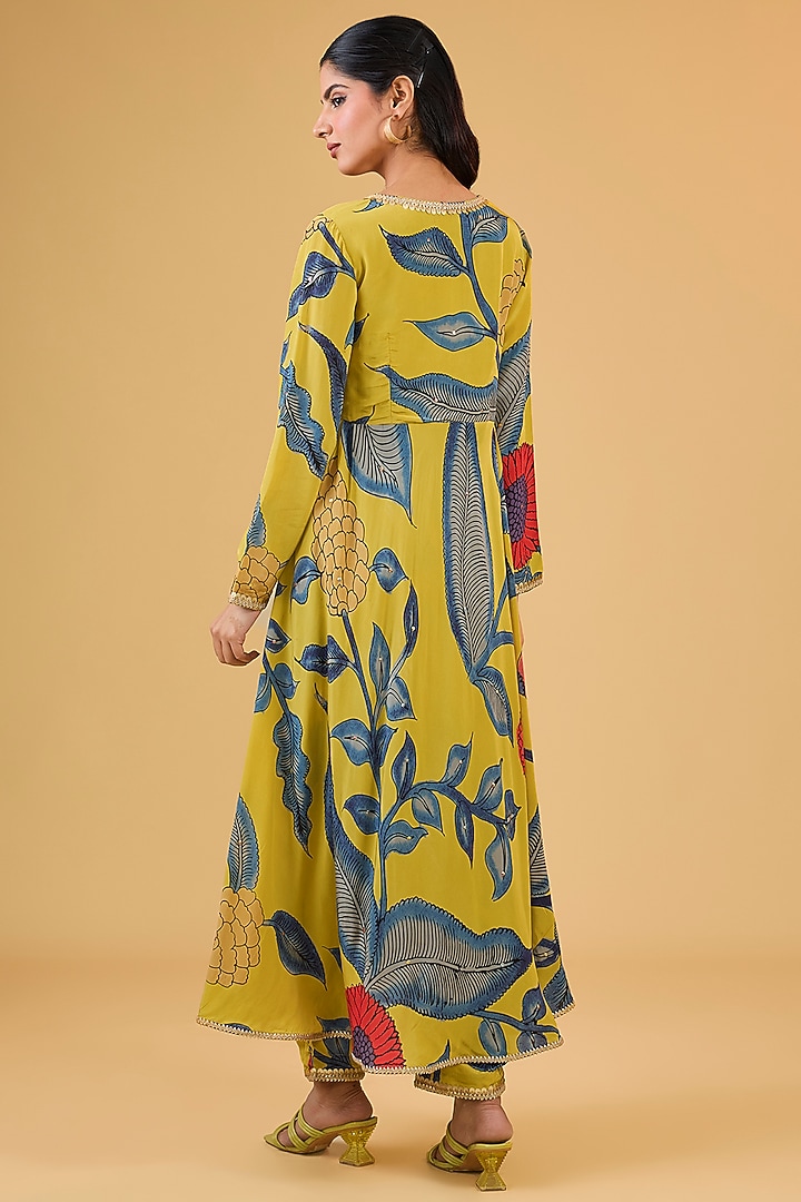 Mustard Synthetic Digital Printed Kurta Set by Kisneel by Pam at Pernia's Pop Up Shop
