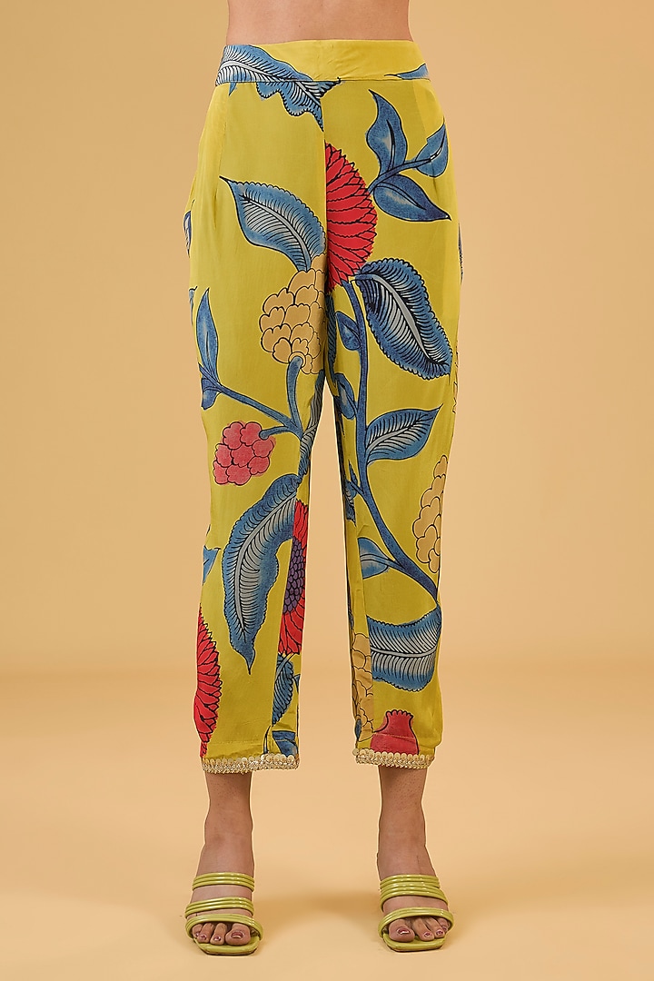 Mustard Synthetic Digital Printed Kurta Set by Kisneel by Pam at Pernia's Pop Up Shop