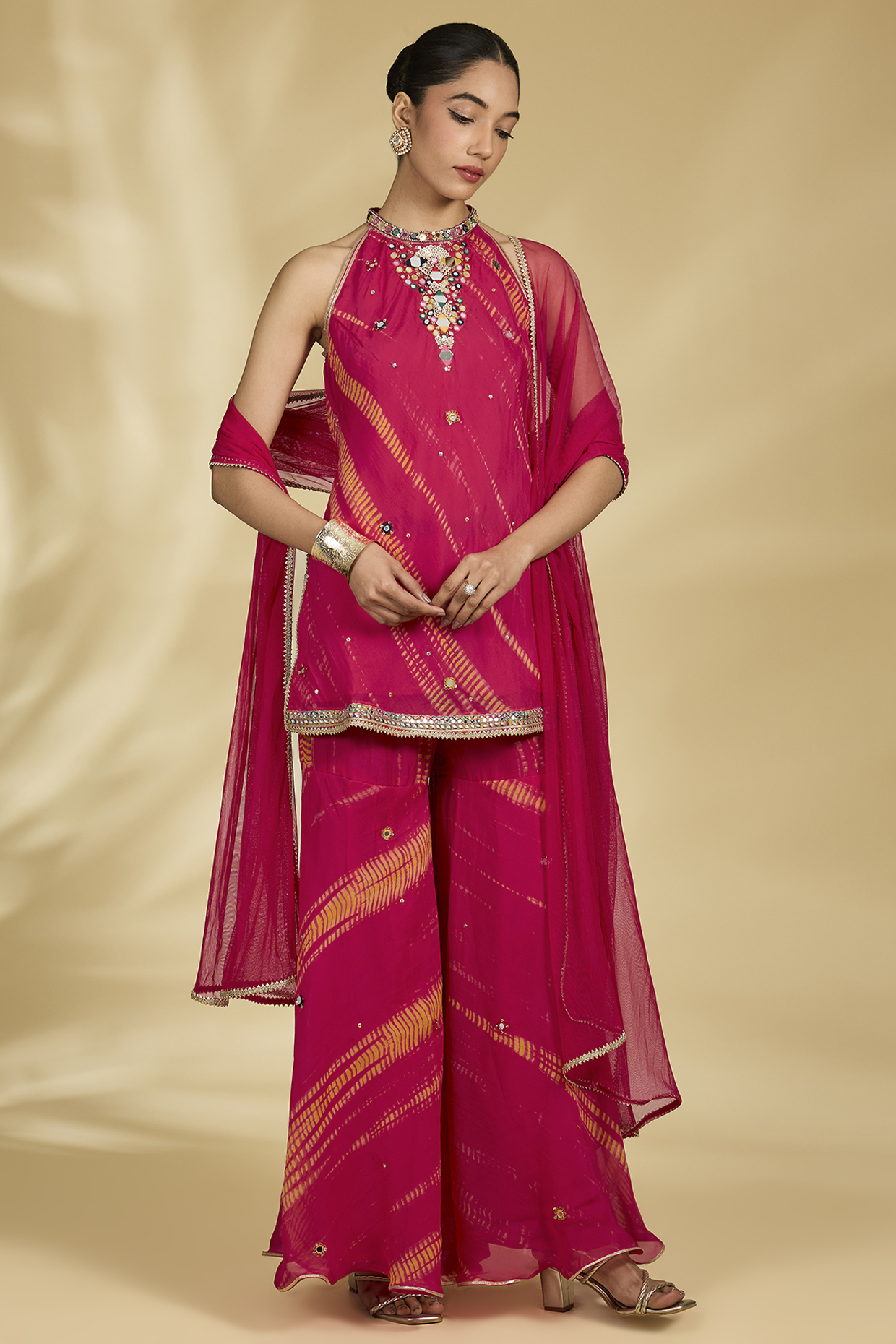 Fuchsia Organza Gharara Set by Kisneel by Pam at Pernia's Pop Up Shop