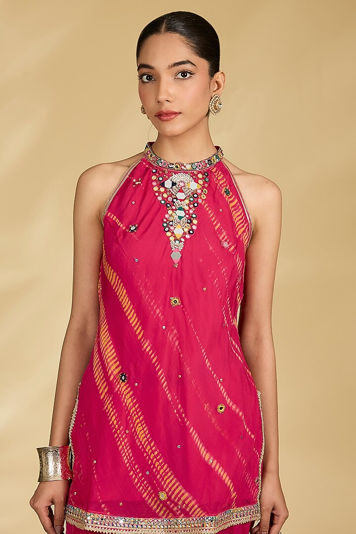 Fuchsia Organza Gharara Set by Kisneel by Pam at Pernia's Pop Up Shop