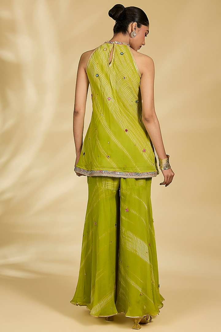 Lime Green Organza Gharara Set by Kisneel by Pam at Pernia's Pop Up Shop