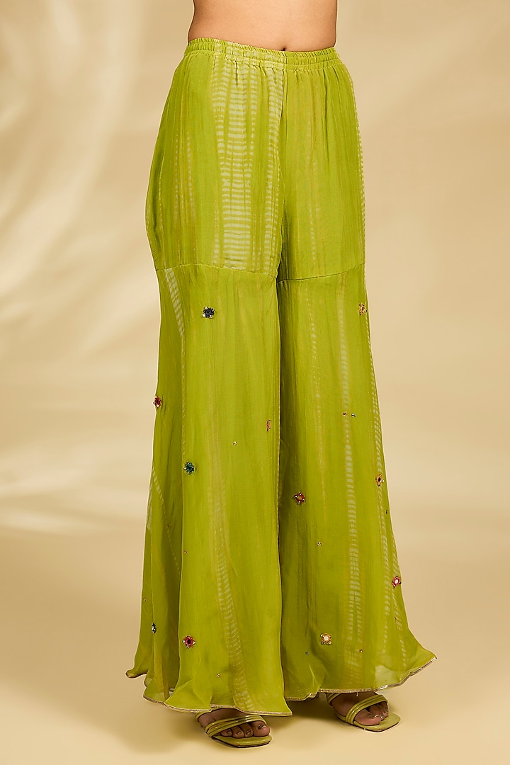 Lime Green Organza Gharara Set by Kisneel by Pam at Pernia's Pop Up Shop