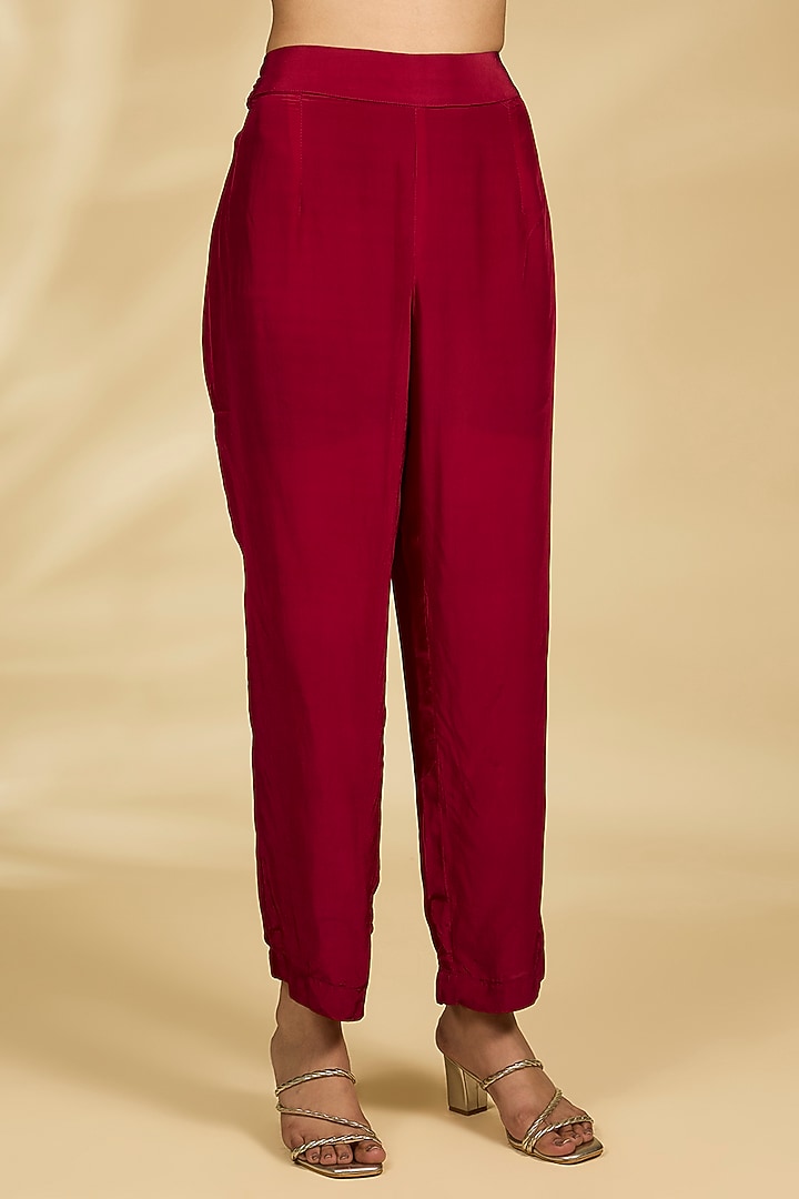 Maroon Organza Printed Kurta Set by Kisneel by Pam at Pernia's Pop Up Shop