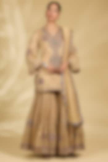 Gold Chanderi Gharara Set by Kisneel by Pam at Pernia's Pop Up Shop