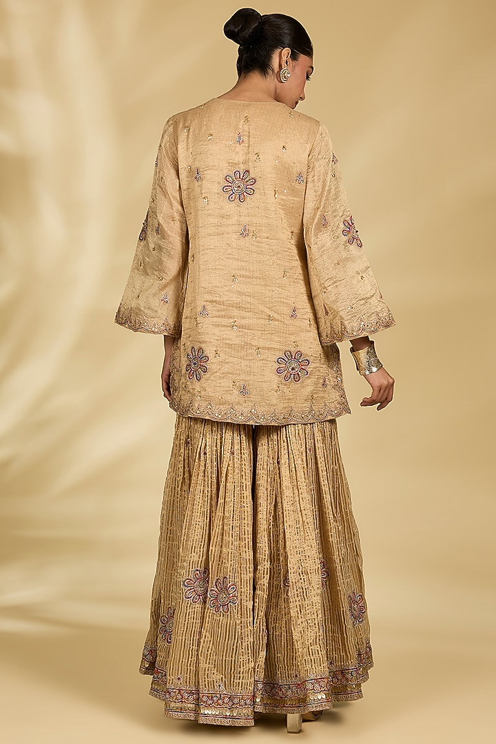 Gold Chanderi Gharara Set by Kisneel by Pam at Pernia's Pop Up Shop