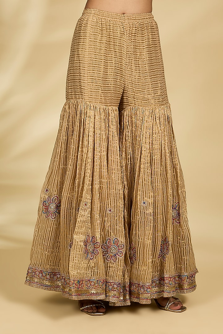 Gold Chanderi Gharara Set by Kisneel by Pam at Pernia's Pop Up Shop