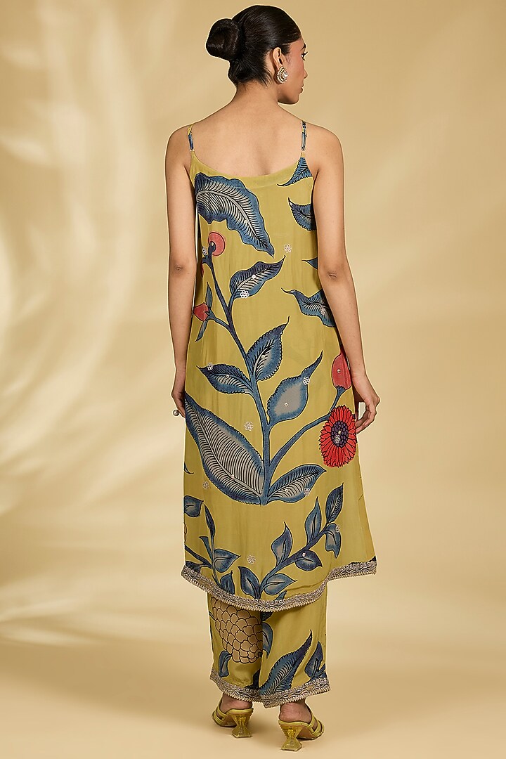 Mustard Viscose Kalamkari Jacket Set by Kisneel by Pam at Pernia's Pop Up Shop