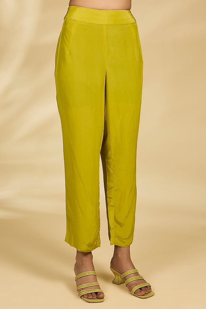 Lime Green Chiffon Kurta Set by Kisneel by Pam at Pernia's Pop Up Shop