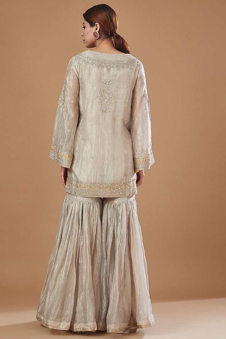 Silver Tissue Gharara Set by Kisneel by Pam at Pernia's Pop Up Shop