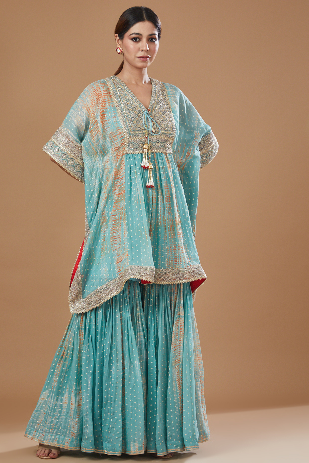 Aqua Organza Gharara Set by Kisneel by Pam