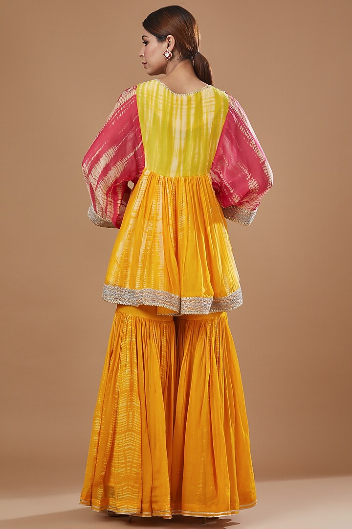 Yellow Crepe & Organza Gharara Set by Kisneel by Pam at Pernia's Pop Up Shop
